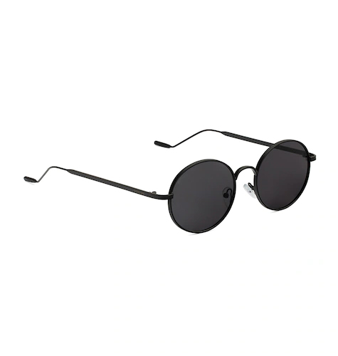Unisex Black Lens & Black Round Sunglasses with UV Protected Lens